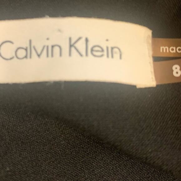 Calvin Klein Party Short Dress 8 Black Faux Wrap Sheath Silver Buckle  Cocktail - Picture 3 of 9